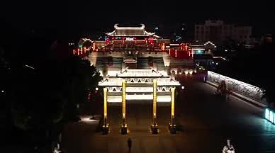 赣州古建筑四贤坊高清夜景航拍视频的预览图